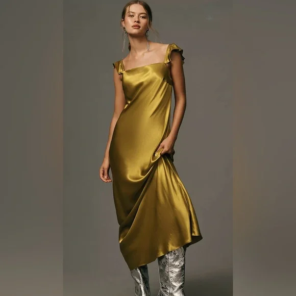 Anthropologie | Flutter-Sleeve Square-Neck Maxi Dress - Picture 5 of 10